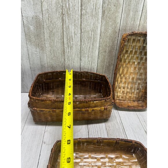 Vintage Woven Rattan Wicker Picnic Basket Storage Decor No Handles 7.5" x 4" - Picture 13 of 16